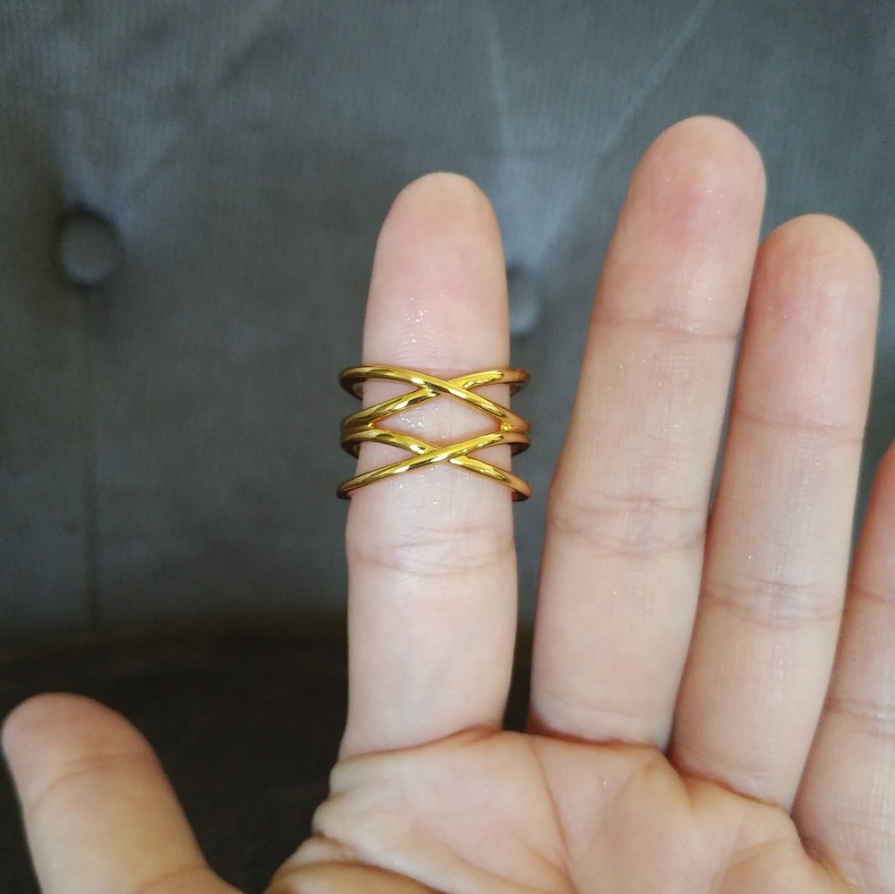 BRONZE Oro Double✌️Criss Cross🔀 Ring - Sz 7 - Picture 16 of 16